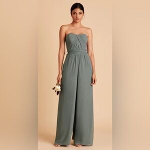 Birdy Grey Green Jumpsuit Wide-Leg High-Waisted